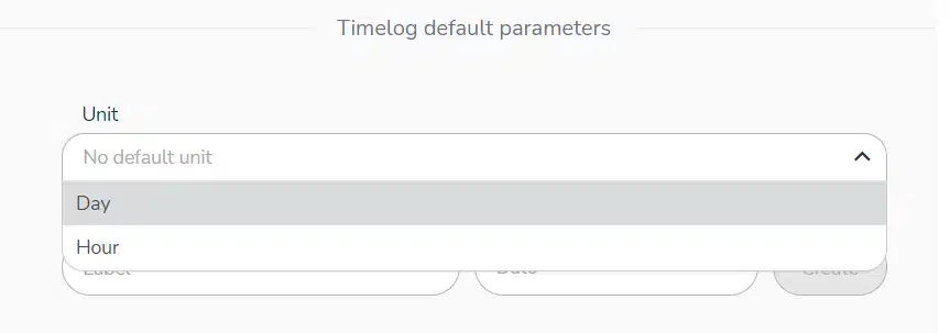 Time unit per default in the settings of the project