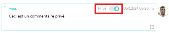 Exemple de commentaire en statut "privé".