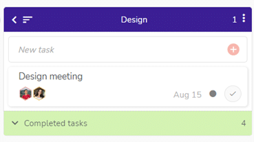 Completed tasks section