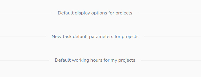 Settings and options for your projects
