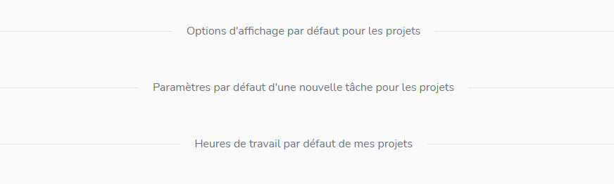 Paramètres et options par défaut