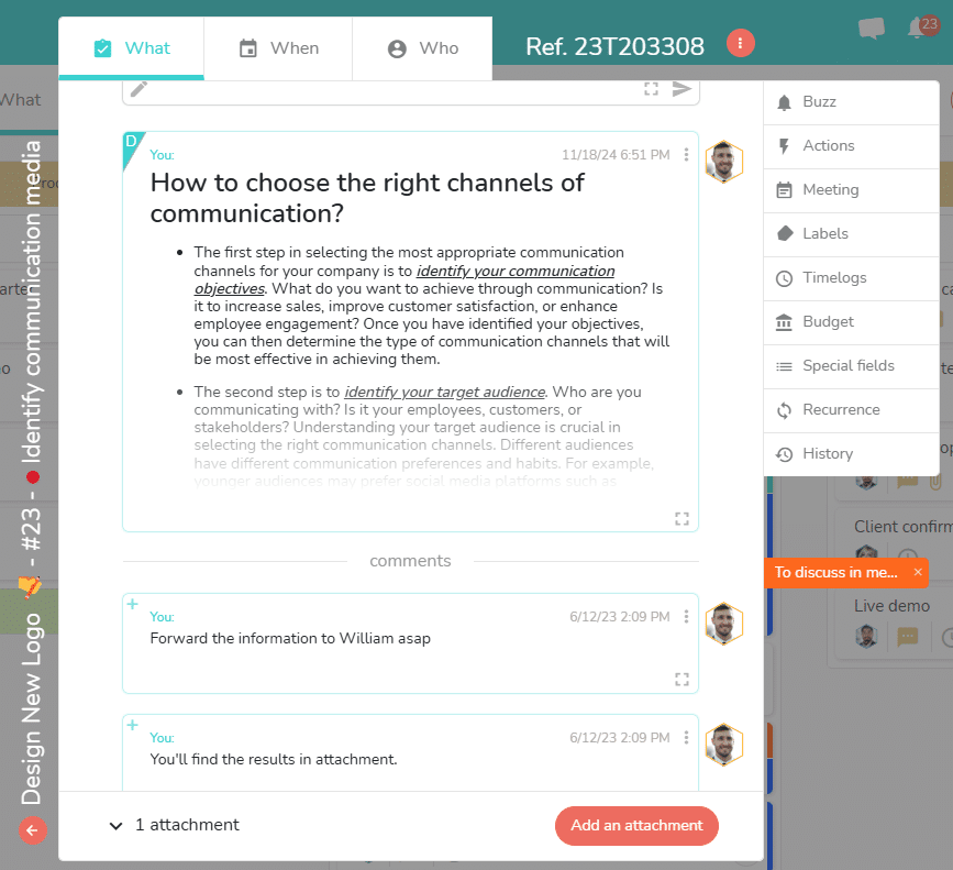 Turn a comment into a task description.