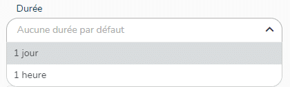 Durée de la tâche par défaut